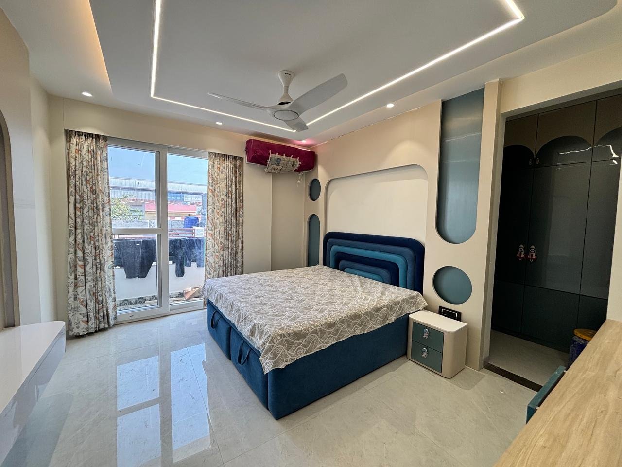 Modern residential towers at dusk